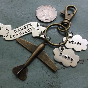 Airplane Keychain, Copilot Keychain, Pilot Keychain, Gift for Pilot, Female Pilot Gift, Cloud Keychain, Father's Day Gift, Personalized image 3