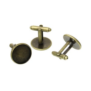 10 Antique Bronze Copper Cufflinks Cabochon Settings Cuff Links Swivel Base 26x20mm (Fit 18mm dome)