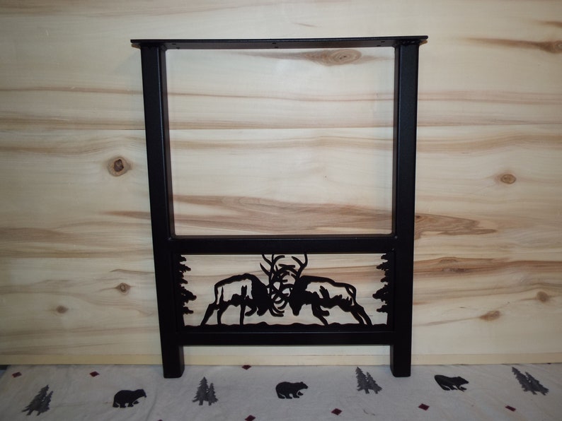 Fighting Bull Elk Powder Coated Black Awesome Laser cut steel industrial table legs for tall end table