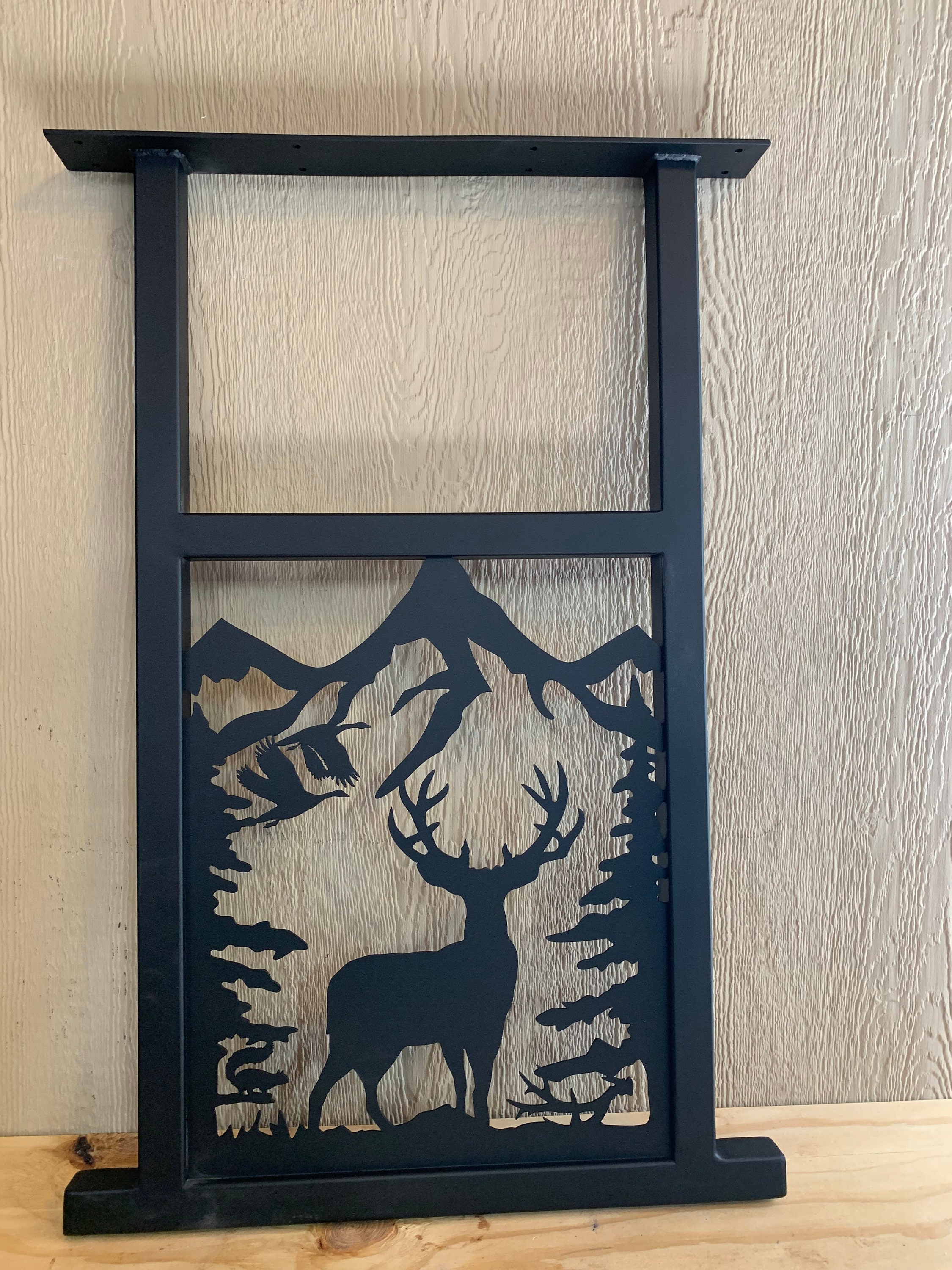 Awesome laser cut steel low bar height table legs with MULE DEER BUCK Scene  Xlrg Size