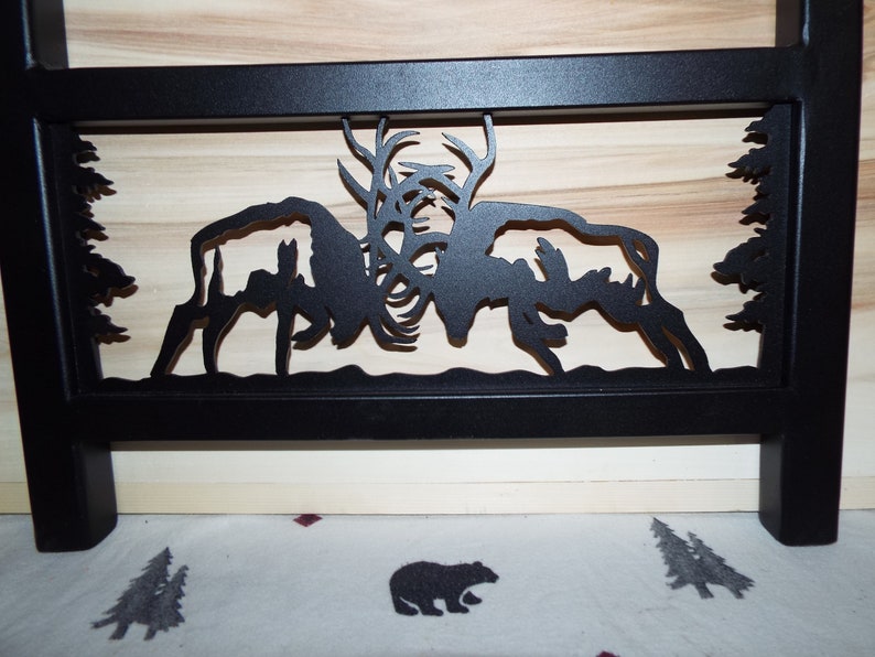 Fighting Bull Elk Powder Coated Black Awesome Laser cut steel industrial table legs for tall end table