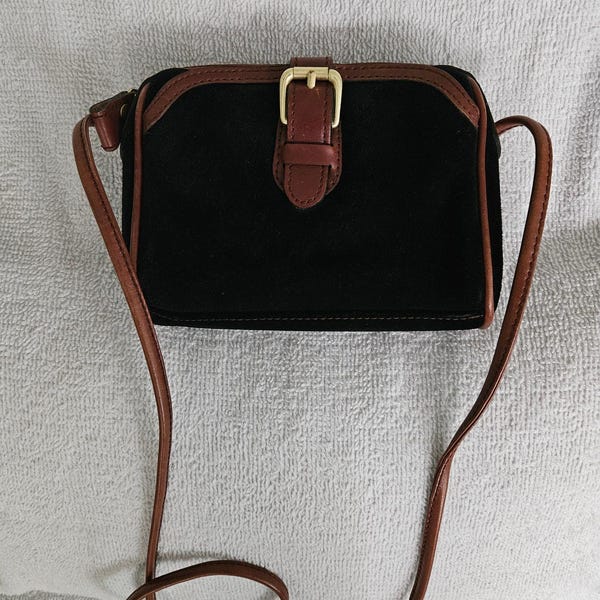 Liz Claiborne Vintage Suede and Leather Crossbody Bag