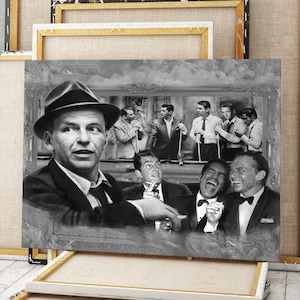 Frank Sinatra Art, Dean Martin, Sammy Davis Jr, The Rat Pack Playing Pool Canvas Art, Canvas Gift READY to Hang
