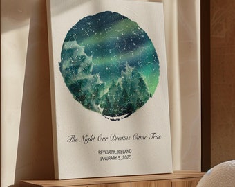 Custom Constellation Map Print, Northern Lights, Wedding Gift