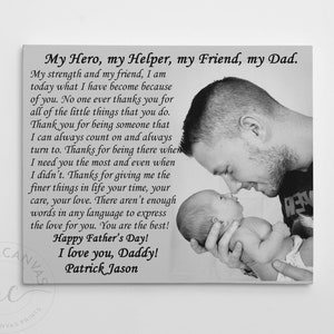Father&#39;s Day Gift from Son, Father&#39;s Day Gift From Daughter Father Son Poem Father gift from kids Custom Canvas Father&#39;s Day Poem
