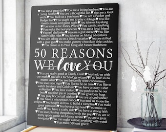 Personalized 50th birthday gift for Women, 50th Gift for Husband, Custom Birthday Gift, Reasons why I Love You