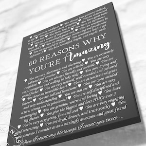 Regalo di compleanno, 60 Motivi per cui ti amiamo, 30, 40, 50, 60, 70, 80, 90, Regalo di compleanno personalizzato, Regalo di anniversario, Compleanno Madre