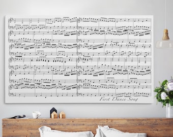 Custom Overlapping Sheet Music Notes, Wall Art, First Dance Wedding Sheet Music, Mixed Media, Old Music Sheet, Vintage Wall Sign