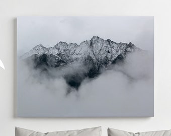 Foggy Mountains Canvas Print, Extra Large Nature Wall Art