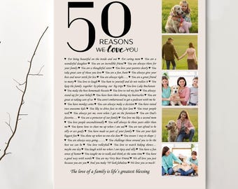 Custom 50th birthday gift for Women Template, You Edit 50th Birthday Gift, 50th Gift for Husband, Reasons why I Love You, Digital Template