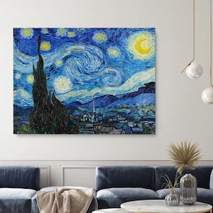 The Starry Night by Vincent Van Gogh Canvas Art Print, Starry Night High Quality Print on Canvas, Large Wall Decor