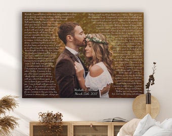 First Dance Lyrics, First Anniversary Gift, Custom Lyrics Photo Canvas, Lyrics to Canvas, First Dance Wedding Gift, First Dance Lyrics Frame