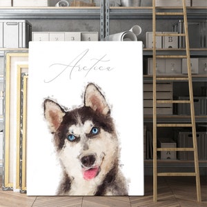 Portrait From Photo Custom Painting Dog My Photo to Painting Pet Memorial Git Custom Portrait Digital Painting Canvas Print