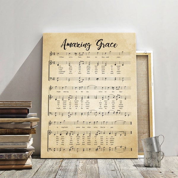 Amazing Grace Print, Amazing Grace Music Sheets Printable Vintage Sheet Music, Christian Music Sheets Notes, Amazing Grace Lyrics