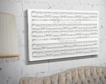 Music Sheets Print, Paper Anniversary Gift, Music Notes Art, Custom Song Music Sheets by RockinCanvas