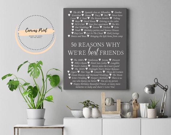 30 Reasons Friendship Print, Gift, Best Friend Gifts, Custom, 50
