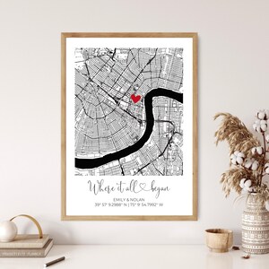 Custom Street Map Print, Where it all began, Engagement Gift Location, City Map gift for Husband, Personalized Location Gift for Boyfriend