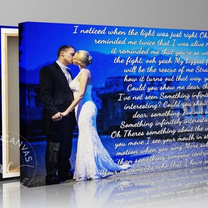 Personalized Canvas Wedding Lyrics/ Wedding Canvas Photo Decor Words Vows lyrics/ Anniversary or Wedding Art image 2