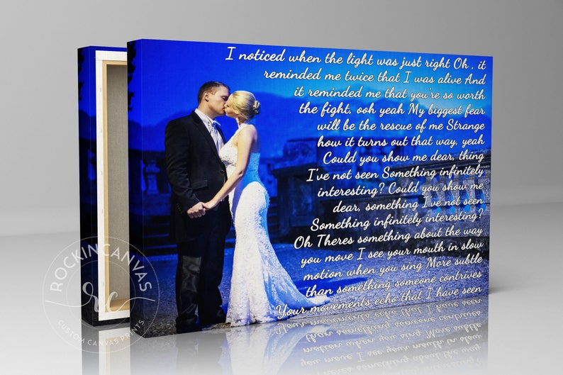 Personalized Canvas Wedding Lyrics/ Wedding Canvas Photo Decor Words Vows lyrics/ Anniversary or Wedding Art image 2