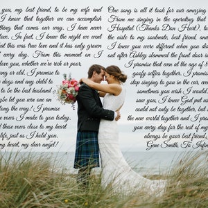 Personalized Canvas Wedding Lyrics/ Wedding Canvas Photo Decor Words Vows lyrics/ Anniversary or Wedding Art image 9