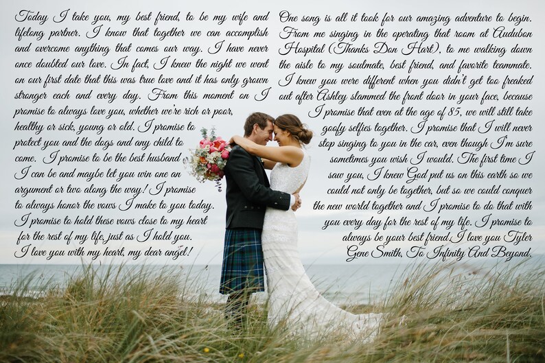 Personalized Canvas Wedding Lyrics/ Wedding Canvas Photo Decor Words Vows lyrics/ Anniversary or Wedding Art image 9