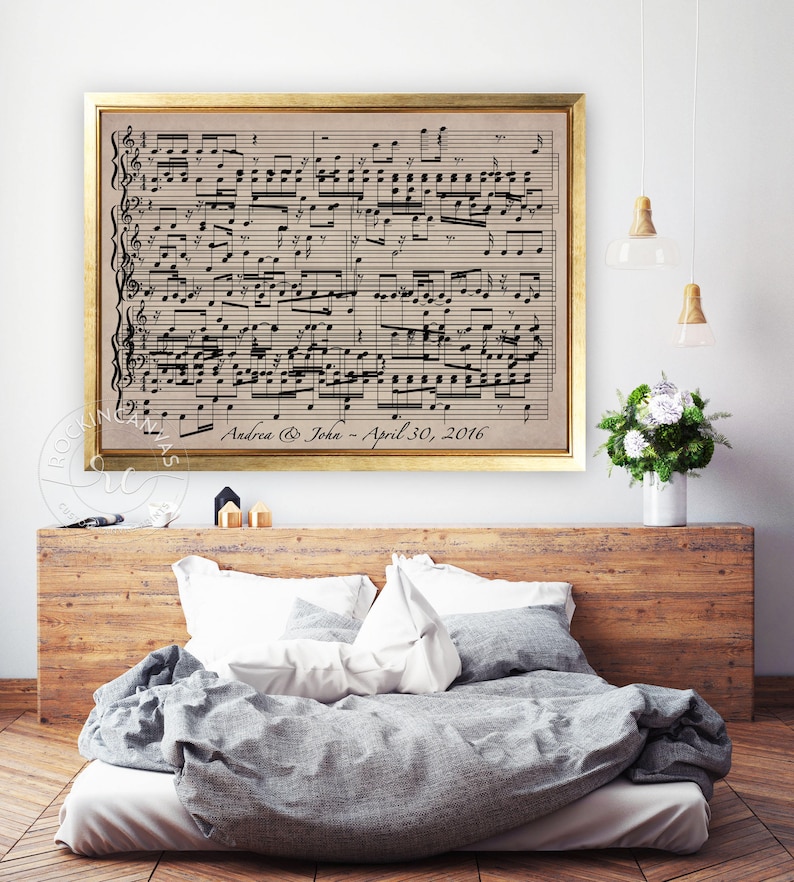 First Dance Music Sheets Print, Paper Anniversary Gift, Music Notes Art, Large Canvas Print, Custom Song Music Sheets by RockinCanvas image 2