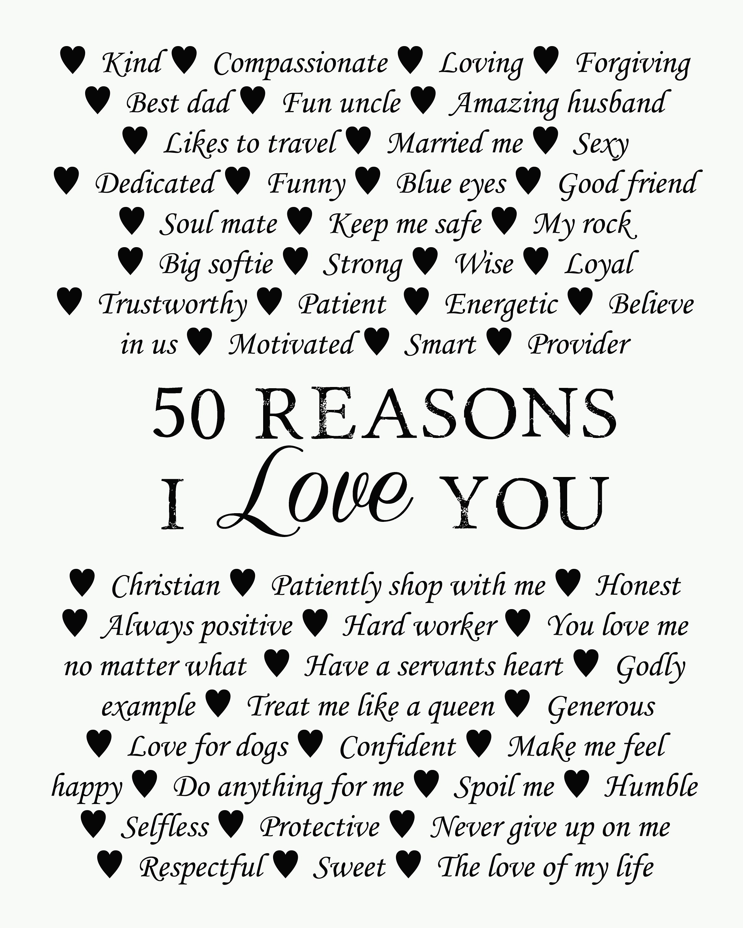 50 Reasons Why We Love You, 50th Birthday Present, 30th, 40th, 50th, 60th,  70th, 80th, 90th, Custom Birthday Gift, Anniversary Gift 