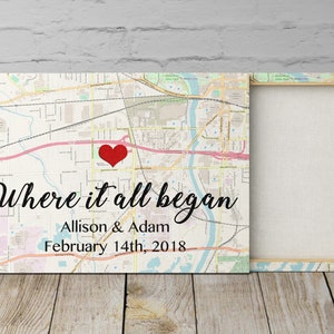 Cadeau du premier anniversaire, idée de cadeau du 1er anniversaire, Où tout a commencé, Anniversaire d’un an, Impression de carte personnalisée, Votre carte de localisation, Art cartographique