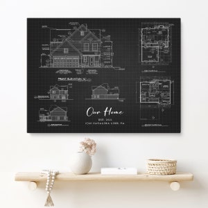 Custom Blueprint House Poster, Custom Digital Floor Plan, Custom Home Portrait, Realtor Closing Gift, Blueprint Floor Plan Housewarming gift image 3