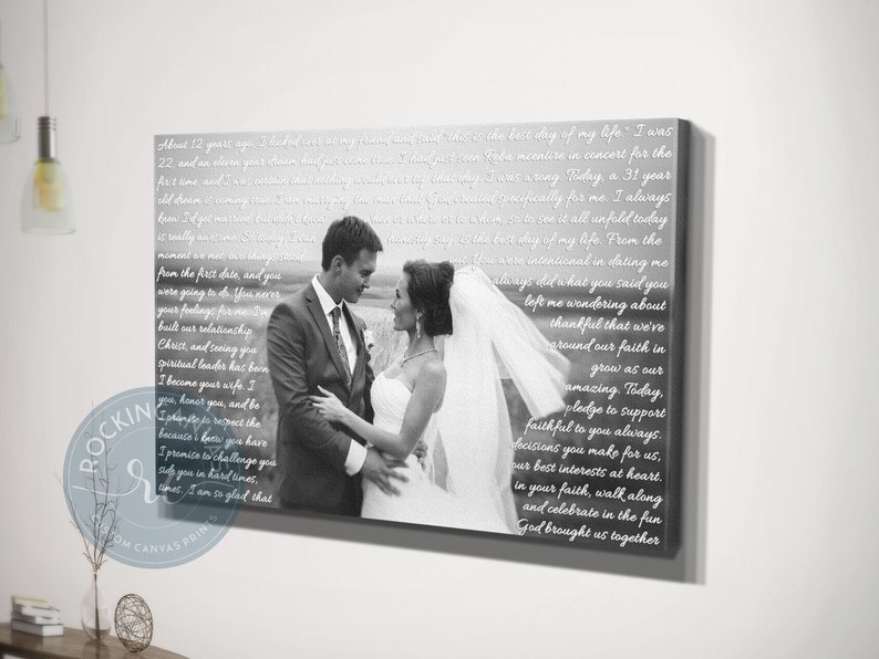 Personalized Canvas Wedding Lyrics/ Wedding Canvas Photo Decor Words Vows lyrics/ Anniversary or Wedding Art image 4