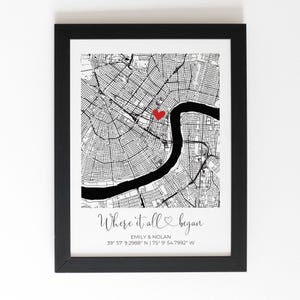 Where it all began map, Custom Map Location, First Anniversary Gift, City Map gift for Boyfriend, Personalized Location Gift for Couple