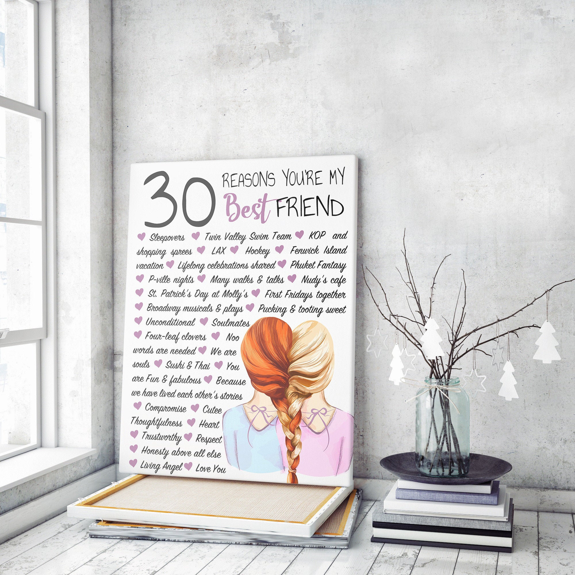 30 Reasons Friendship Print, Gift, Best Friend Gifts, Custom, 50, 40, Close  Friend Christmas Gifts, Reasons Why, Bestie 
