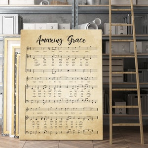 Amazing Grace Print, Amazing Grace Music Sheets Printable Vintage Sheet ...