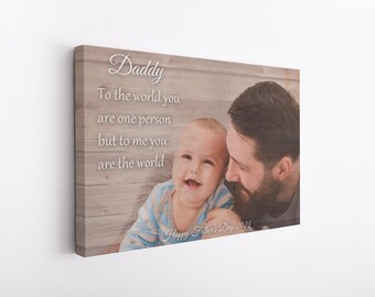 Personalized Father's Day Photo Canvas Print, Dad and Son Gift