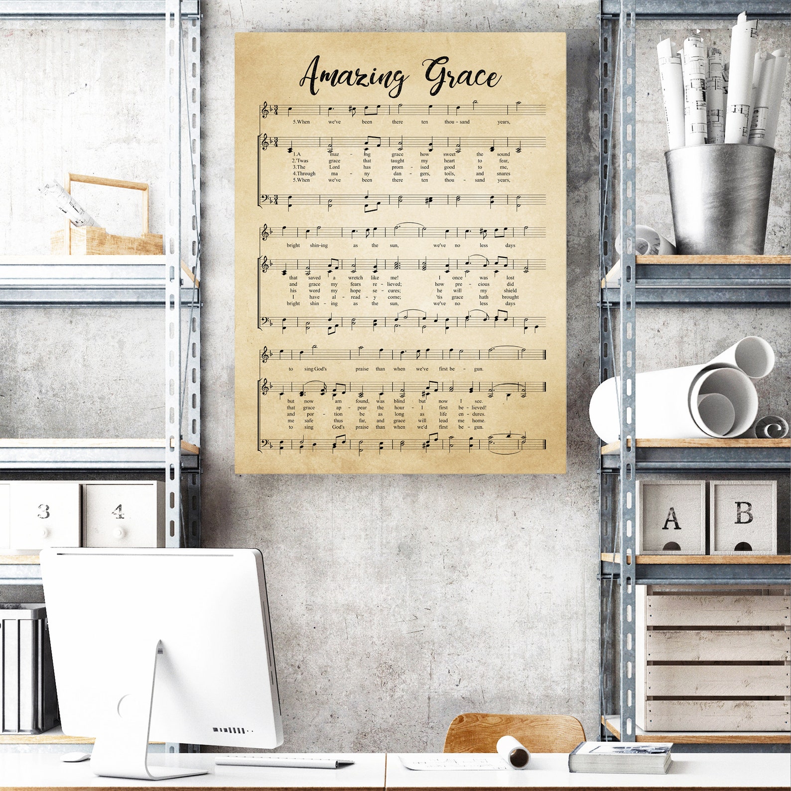 Amazing Grace Print, Amazing Grace Music Sheets Printable Vintage Sheet ...