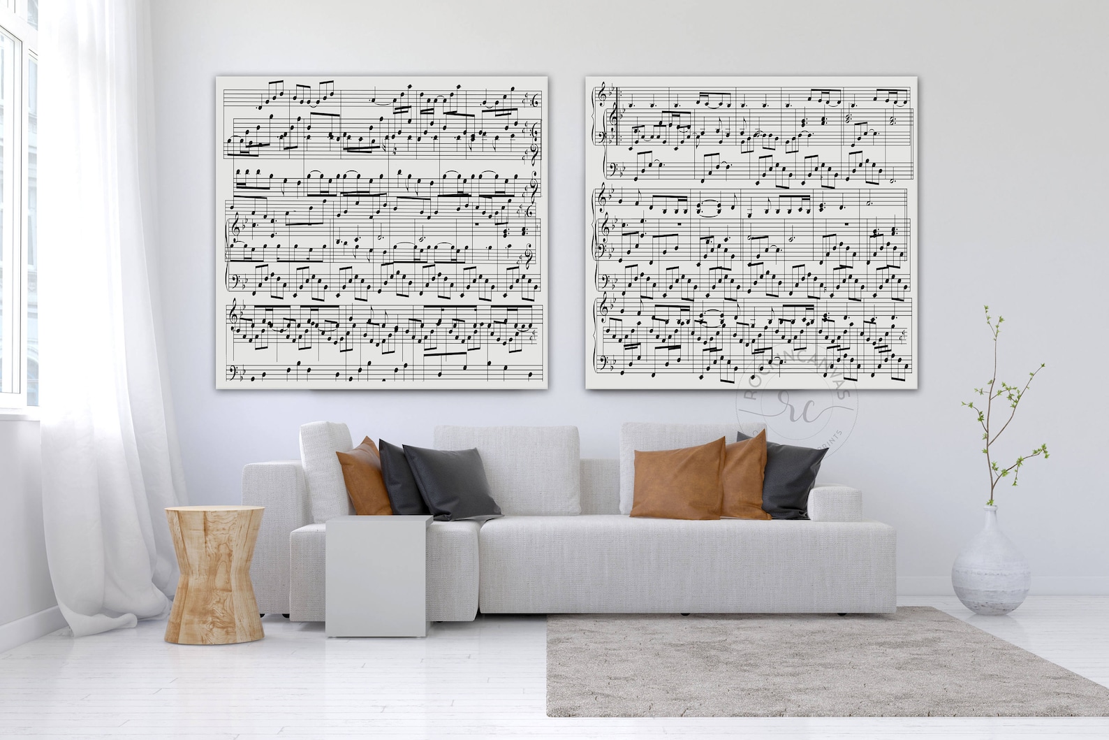 Sheet Music Notes Wall Art Set of 2 Sheet Music Art Wedding Etsy