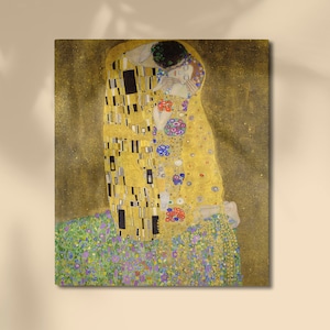 The Kiss by Gustav Klimt, Giclee Canvas Print Ready to hang, Famous Paintings, Museum Quality High Resolution Print