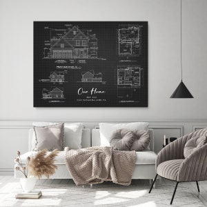 Custom Blueprint House Poster, Custom Digital Floor Plan, Custom Home Portrait, Realtor Closing Gift, Blueprint Floor Plan Housewarming gift image 2