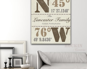 House warming Gift, Family Latitude Longitude, Coordinates, GPS Coordinates Sign, Personalized Latitude and Longitude, Location Sign