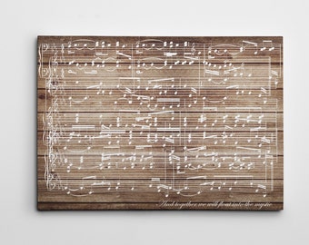 5th Anniversary Gift for Her - Music Sheets Art Custom Song Notes - Anniversary Gifts for Men Wood Anniversary - Wood Background