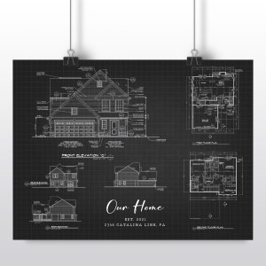 Custom Blueprint House Poster, Custom Digital Floor Plan, Custom Home Portrait, Realtor Closing Gift, Blueprint Floor Plan Housewarming gift