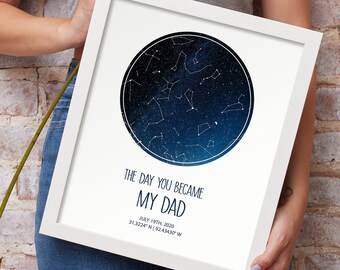 Night Sky Gift for Dady, Custom Star Map Father's Day Gift, Star Map for Dad, Night Sky Poster, Gift for Daddy from kids