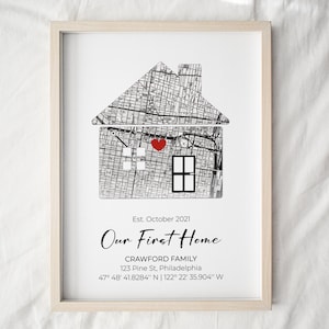 First Home Gift, Housewarming Gift, First Home Map, Our First Home, First Home Map Print, First Home Gift for Couple, Personalized Map Art