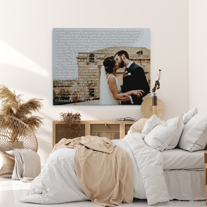 Personalized Canvas Wedding Lyrics/ Wedding Canvas Photo Decor Words Vows lyrics/ Anniversary or Wedding Art image 7