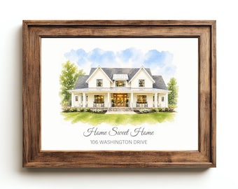Custom Watercolor House Portrait, First Home Gift, Realtor Painting