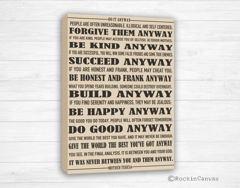 Canvas Print Mother Teresa's Do It Anyway Poem Mother Etsy