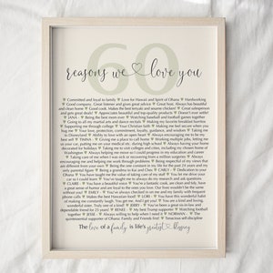 Cadeau 60e anniversaire pour femme, cadeau 60e anniversaire personnalisé pour femme, 60e cadeau pour mari, raisons pour lesquelles je t'aime, imprimable, numérique
