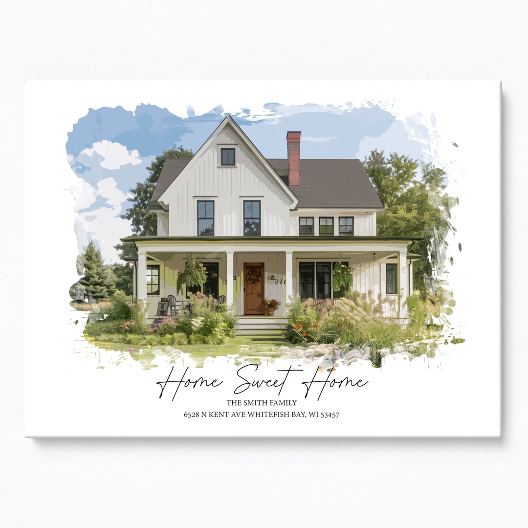 Custom Watercolor House Portrait, First Home Gift - Etsy