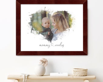 Mother's day gift Watercolor, Digital Painting, Custom Portrait Painting, Custom Gift for Mom