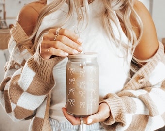 White Coquette Bows | Soda Can Glass